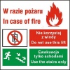 Znak Zakaz korzystania z windy w razie pożaru FF